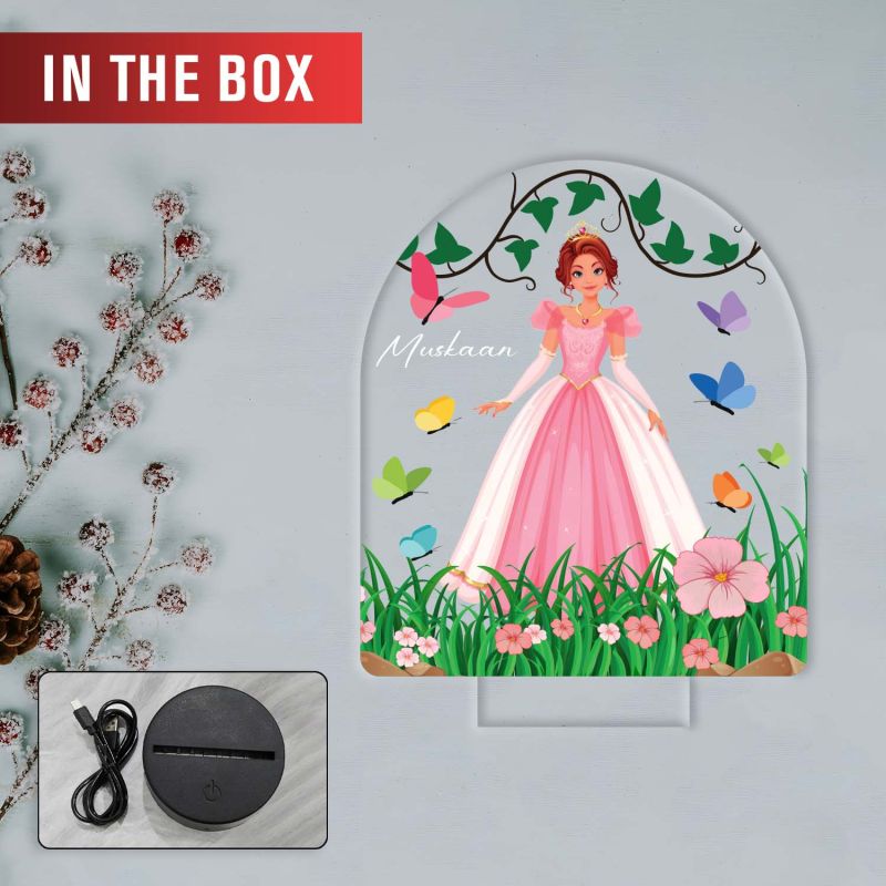 Personalized Princess Doll LED Night Lamp with Warm White Light Return Gift Birthday Gift for Girls Kids Room Decor Light